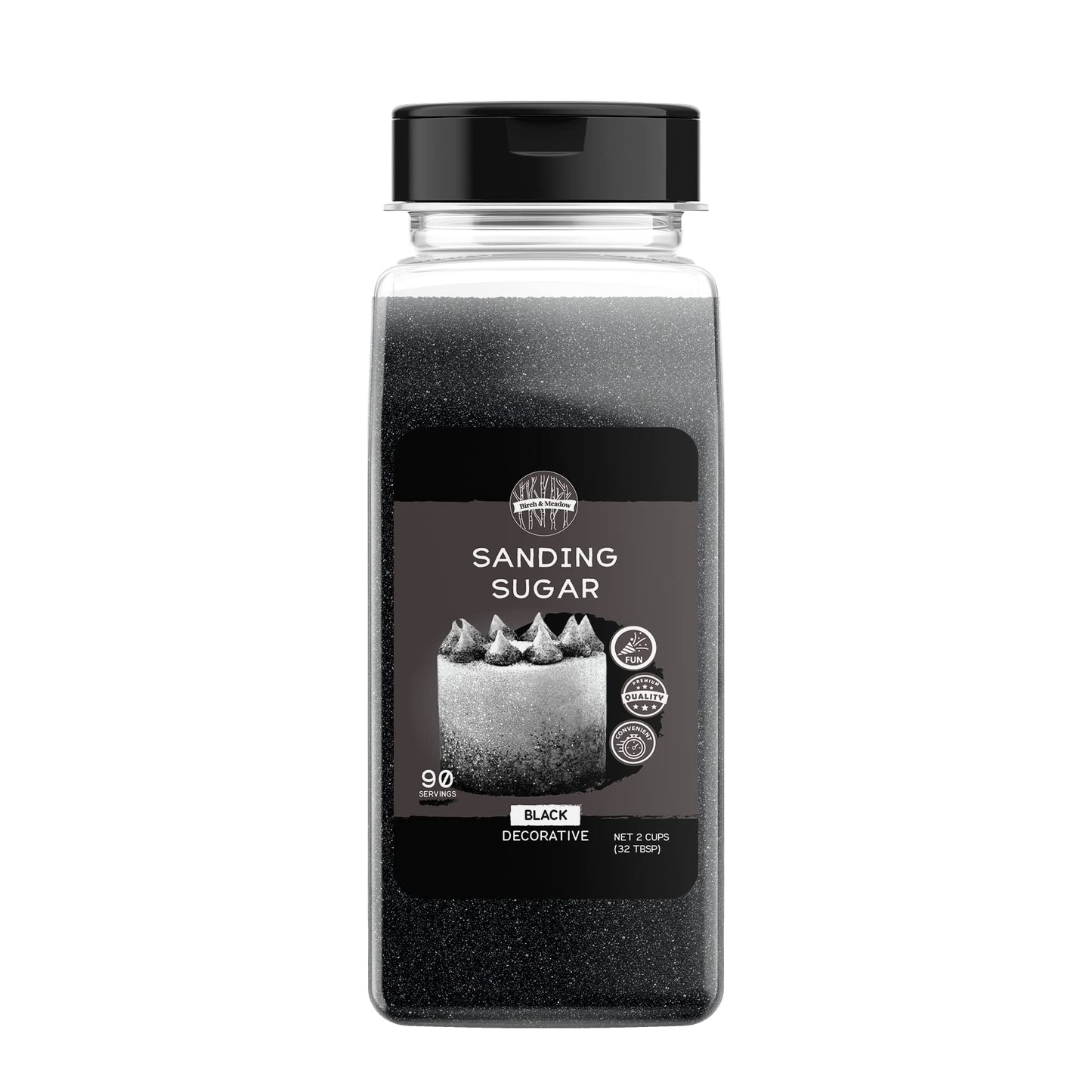 Birch & Meadow Black Sanding Sugar 1 Lb Colorful Sugar Crystals For Festive Holiday Baking