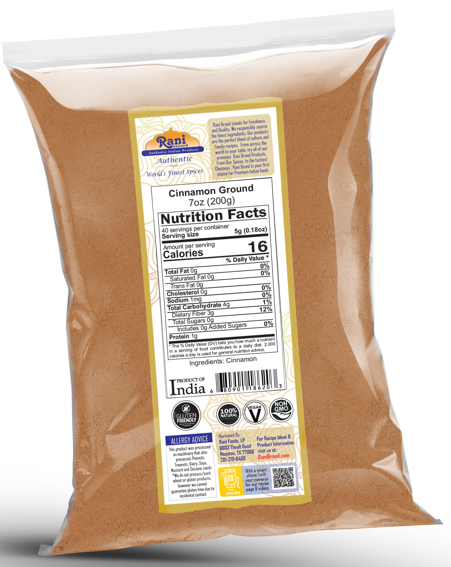 Rani Cinnamon Powder (Ground) Spice 7Oz (200G) ~ All Natural | Salt-Free | Vegan | No Colors | Gluten Friendly | Non-Gmo