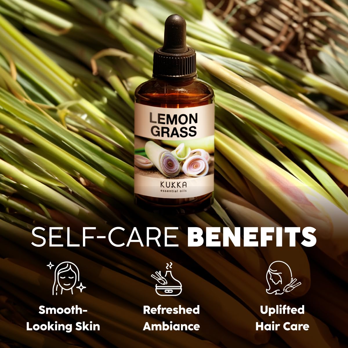 Kukka Lemongrass Essential Oil For Diffuser - 100% Natural Therapeutic Grade Lemongrass Oil For Hair - Cleansing & Nourishing Le