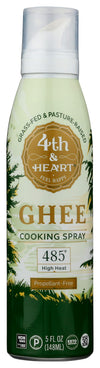 4th & Heart Original Ghee Oil Cooking Spray, Non GMO, 5 Fluid Ounces (Pack Of 6)