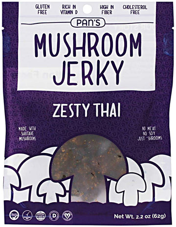 Pan'S, Mushroom Jerky, Zesty Thai Flavor (Meat-Free), 2.20 Oz (Pack Of 3)
