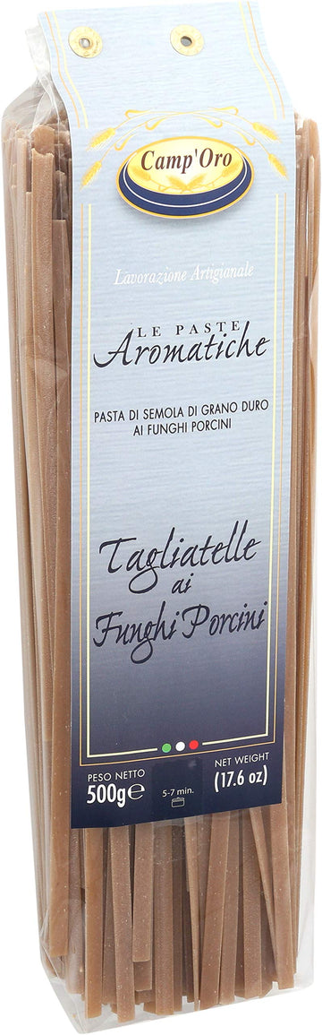 Camp'Oro Le Aromatiche: Porcini Mushroom-Infused Tagliatelle - Authentic Italian Flavor - 17.6 Ounce