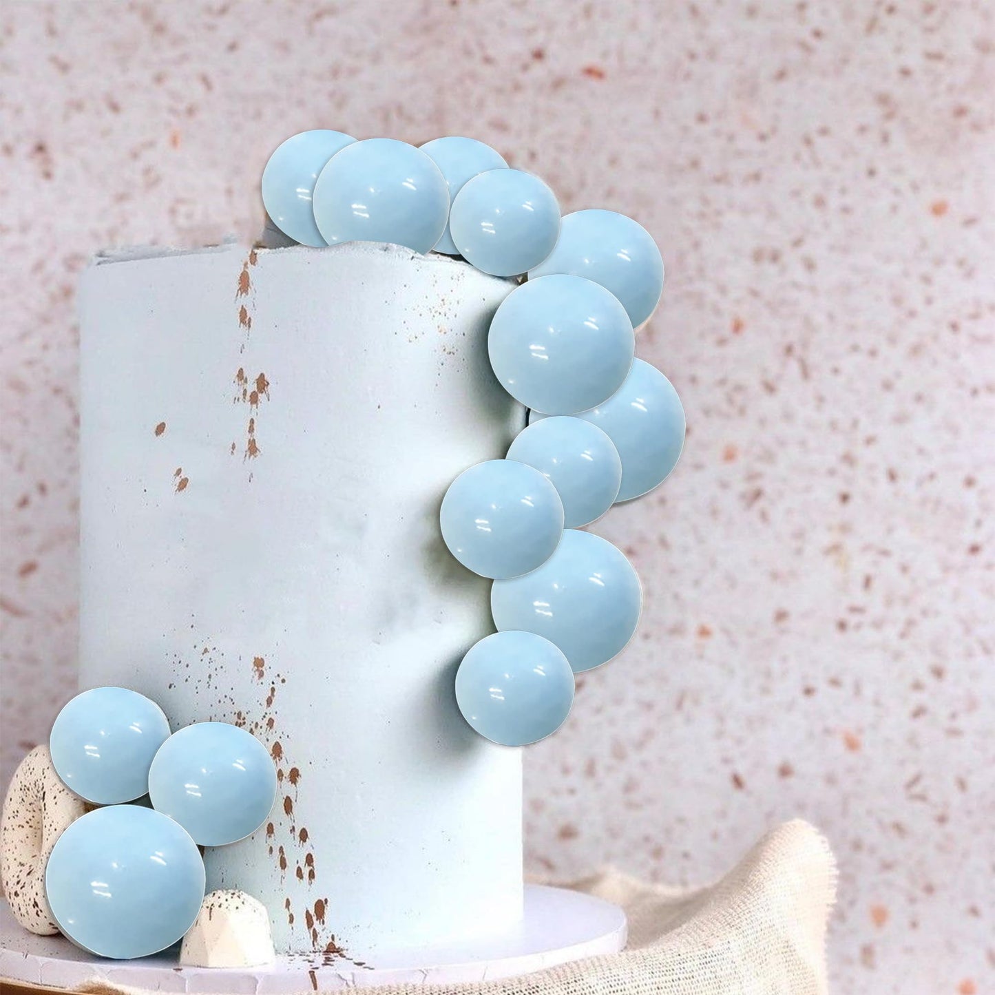 Rssta i Mini Balloon Cake Topper Set, 30 PCS Foam and Pearl Balls, Blue, Model XM237-blue, Ideal for Baby Shower and Birthday Party Decorations