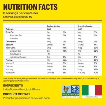 Brami 3 Pack Penne Pasta | Made With Semolina Wheat & Lupini Beans | High Protein & Fiber, Low Carb Healthy Low Carb Healthy Ita