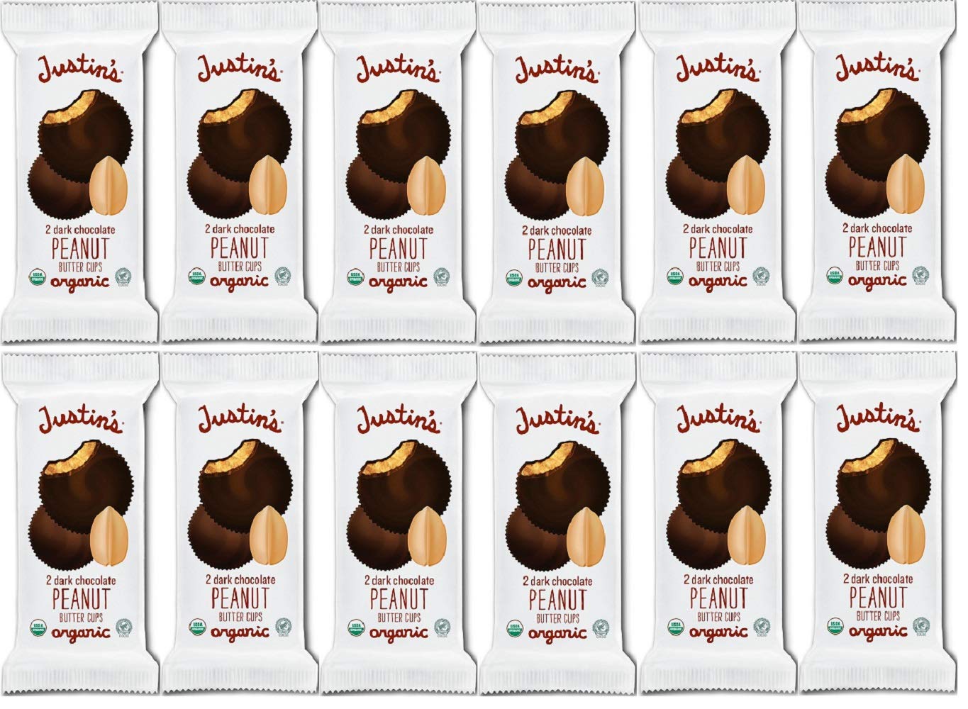 Justin'S Dark Chocolate Peanut Butter Cups , 1.4 Ounce (Pack Of 12)