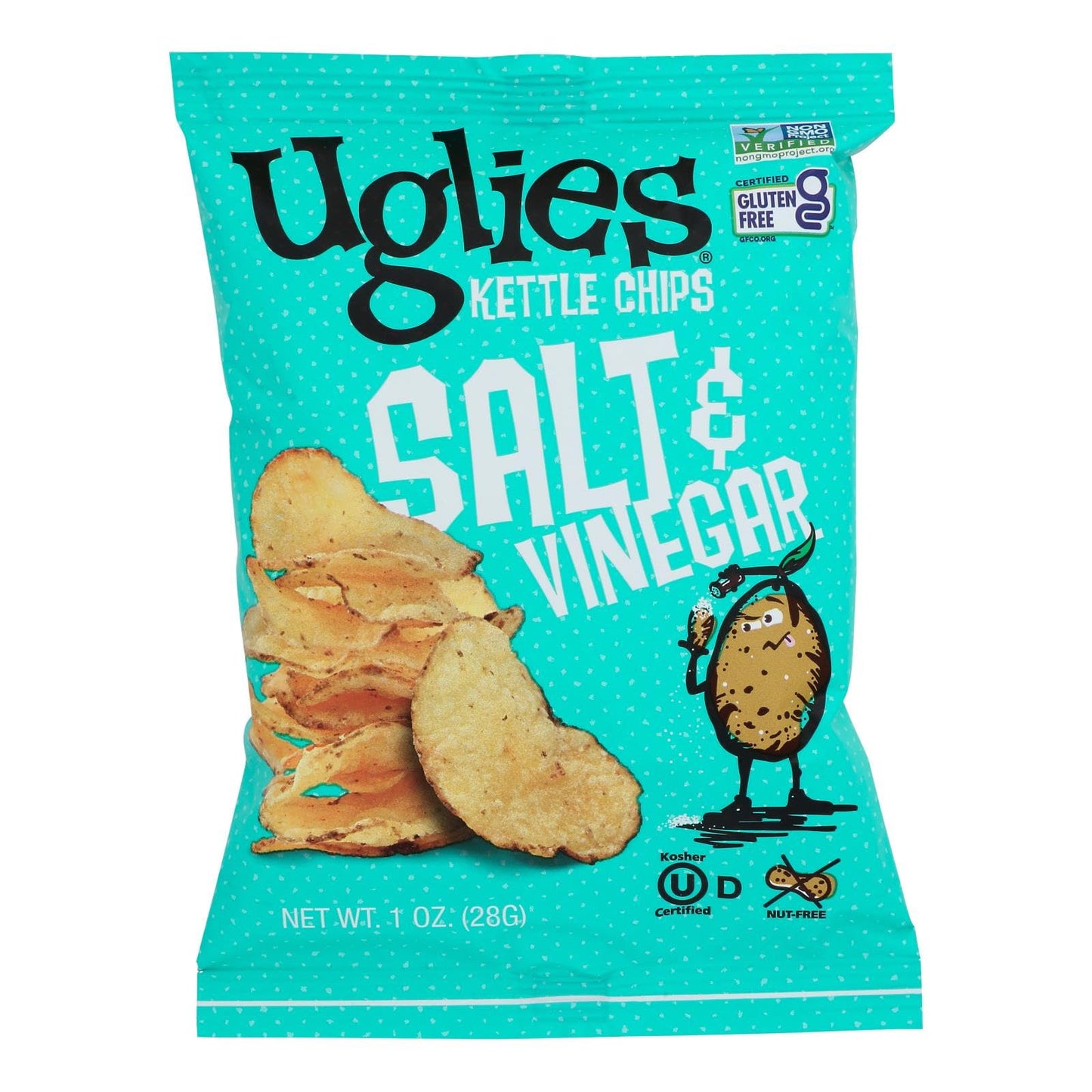 Uglies Kettle Cooked Salt & Vinegar Potato Chips - Gluten Free, Kosher, Non-GMO Office & Kids Snack - Individual Snack Packs, 1