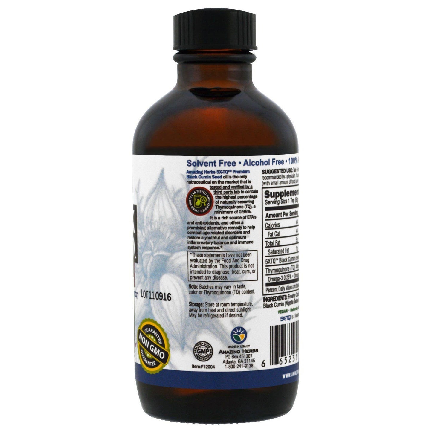 Amazing Herbs Black Seed Oil, Premium, 4 Fl Oz, Pack of 1