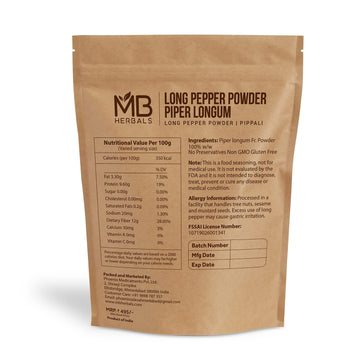 Mb Herbals Long Pepper Powder 227G (Half Pound) | Piper Longum | Seasoning For Meat Fish Malabar & South Indian Curries | Strong