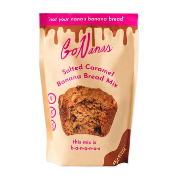 Gonanas Salted Caramel Oat Flour Banana Bread Mix, Suitable For Plant Based Vegan Diets, Gluten Free Dairy Free Snacks, Healthy Snacks For Mature-Themeds, Muffin Mix, Nut Free, Cupcakes Dessert, Non-Gmo, 1Pk