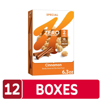 Kellogg'S Special K Cold Breakfast Cereal, Zero, Keto Friendly, Cinnamon (12 Boxes)