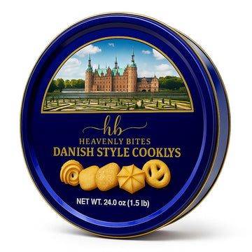 Heavenly Bites Danish Style Butter Cookies in Metal Tin - 24 Oz