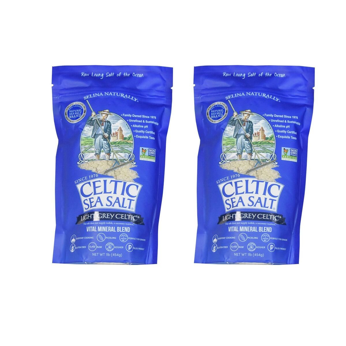 Light Grey Celtic Sea Salt Resealable Bags Additive-Free, Delicious Sea Salt, Perfect for Cooking, Baking and More - Gluten-Fre