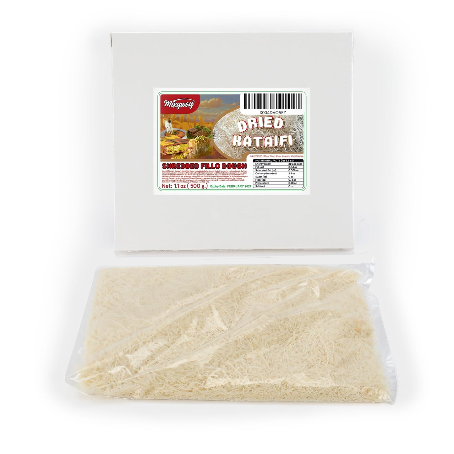 Kataifi Shredded Fillo Dough 1.1 Lbs (500 Gr.) For Dubai Chocolate Bar Pistachio Kadayif For Knafeh Pistachio Chocolate Bar Pastry S In Cardboard. Knafeh Kunafa Katafi Kunefe Kadaifi Phyllo Dough Chilled Kadafi Dubai Katifi Kanafeh (1.1 Lbs Dried)
