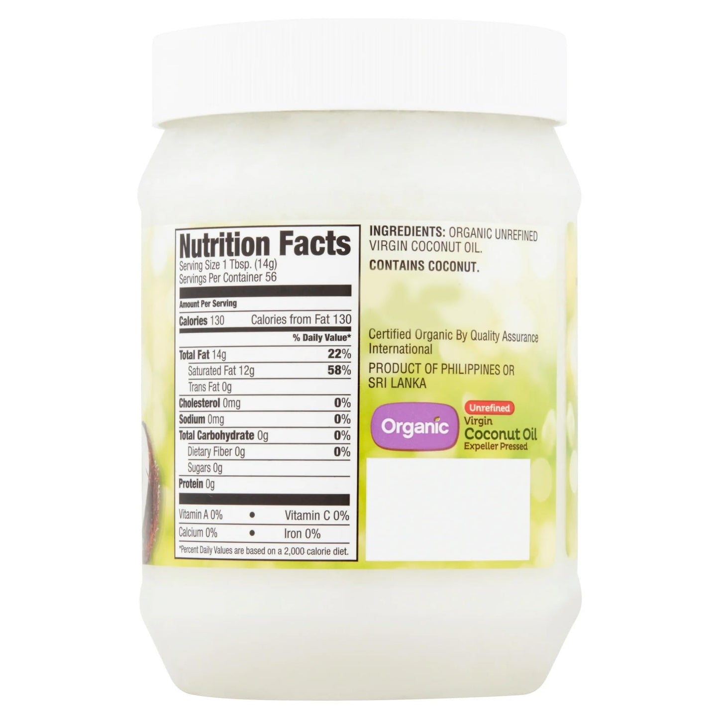 Generic Organic Unrefined Virgin Coconut Oil, 29 Fl Oz, No Artificial Flavors or Preservatives