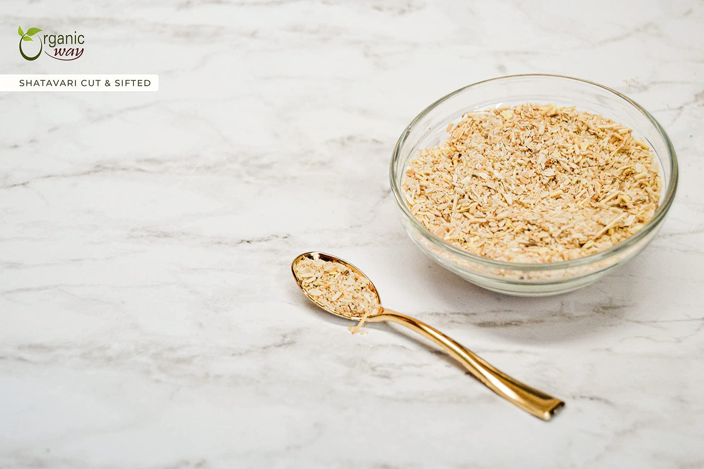 Organic Way Dried Shatavari Cut & Sifted, Raw, Vegan, Non GMO, Gluten Free, 4 Ounce, USDA Certified, Origin - India