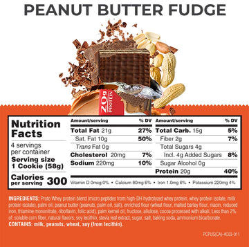 Power Crunch Pro Protein Wafer Bars, High Protein Snacks With Delicious Taste, Peanut Butter Fudge, 2.0 Ounce (4 Count)