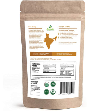 Organic Spice Resource Organic Ginger Powder, 8 oz - USDA Organic, Non-GMO, 100% Raw, Resealable Kraft Bag, Product of India