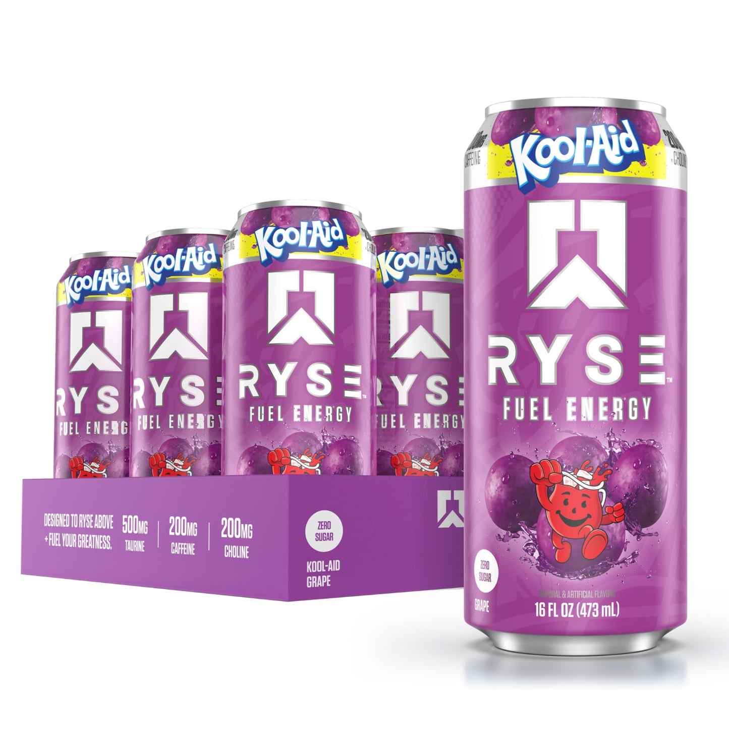 RYSE Fuel Energy Drink - Sugar Free, Gluten Free & Vegan - 200mg Caffeine - 16 fl oz Cans (12-Pack)