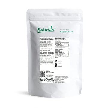 Food To Live Organic Salad Mix Of Sprouting Seeds, 1 Pound - Non-Gmo Broccoli, Radish, Clover, Alfalfa. Rich Germination Rate, N