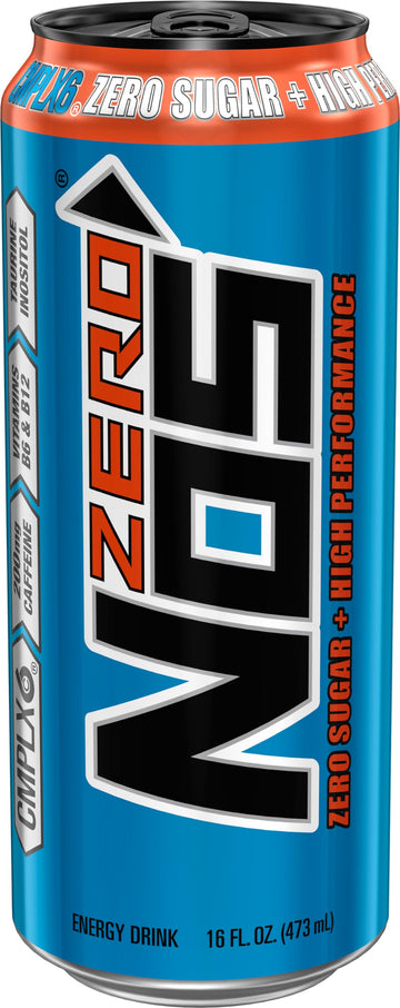 NOS Zero Sugar Energy Drink, 16 Fl oz, High Performance, 15 Pack - Sugar-Free Energy Boost for Active Lifestyles