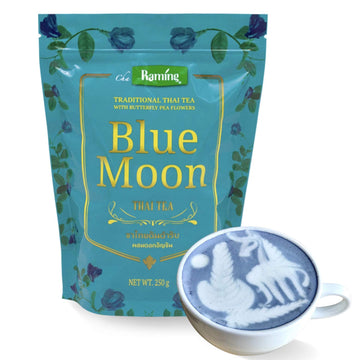 Raming Blue Moon Thai Tea Mix - Loose Leaf Assam & Butterfly Pea Flower Blend, All-Natural & Dye-Free, Makes Thai Iced Tea & Bob