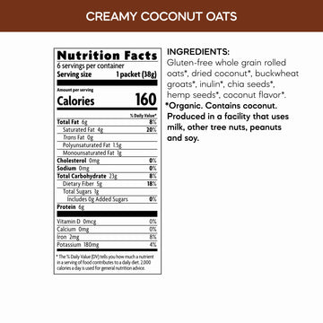 Natures Path Organic Qia Creamy Coconut Instant Oatmeal, 8 oz (Pack of 2), Gluten Free, Non-GMO