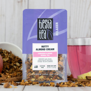 Tiesta Tea Nutty Almond Cream Herbal Tea, Non-Caffeinated, 12.6oz Resealable Pouch, Pack of 6, Brews up to 25 Cups