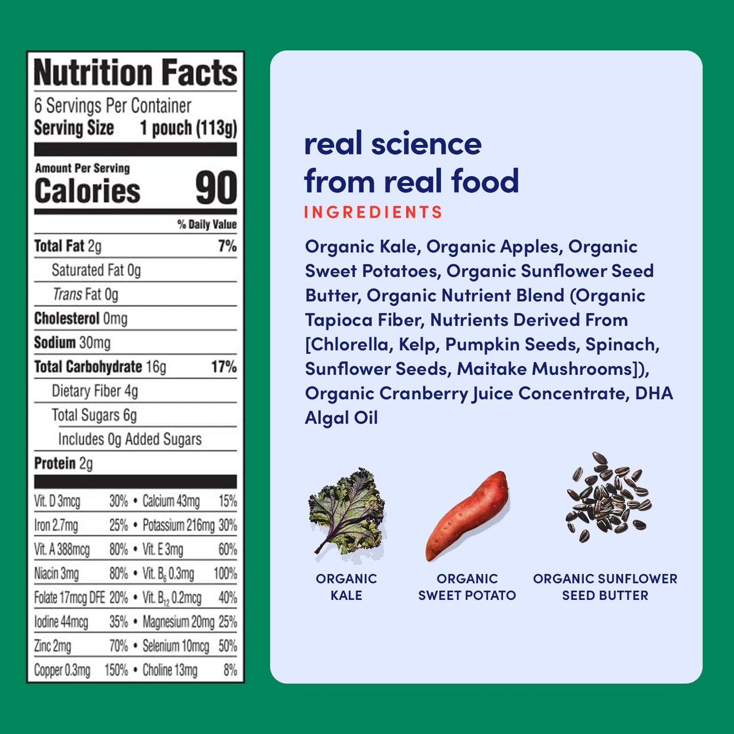 Cerebelly Baby Food Pouches - Organic Veggie Purees For Toddlers | No Added Sugar, Fiber, Non-Gmo | Blended Toddler Pouches | 4