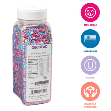 DecoPac Sweet Tooth Deluxe Fusion Mix, 26oz Multicolored Edible Sprinkles for Cakes, Cupcakes & Cookies - Pink, Purple, Blue