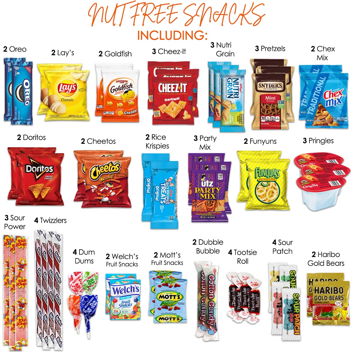 Peanut Free Snacks & Tree Nut-Free Snacks Variety Pack - Allergy Friendly Snacks for Kids Individually Wrapped - Cookies, Candy,