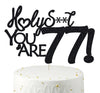 Happy 77th Birthday Cake Topper 77 Birthday Cake Toppers-Black Glitter, Funny 77th Cake Topper for Men For Women, 77th birthday