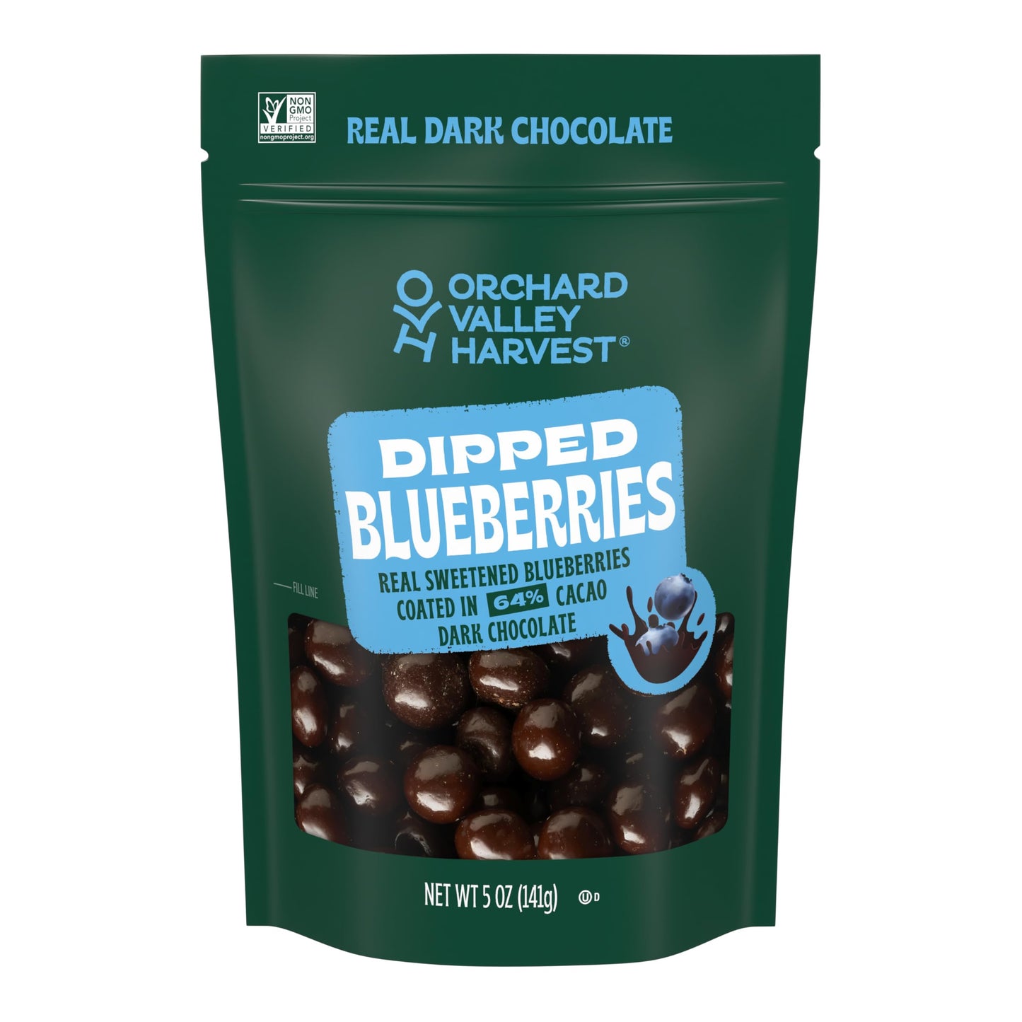 Orchard Valley Harvest Dark Chocolate Dipped Blueberries 5 oz (Pack of 1), Made With Real Sweetened Blueberries, Gluten Free, No