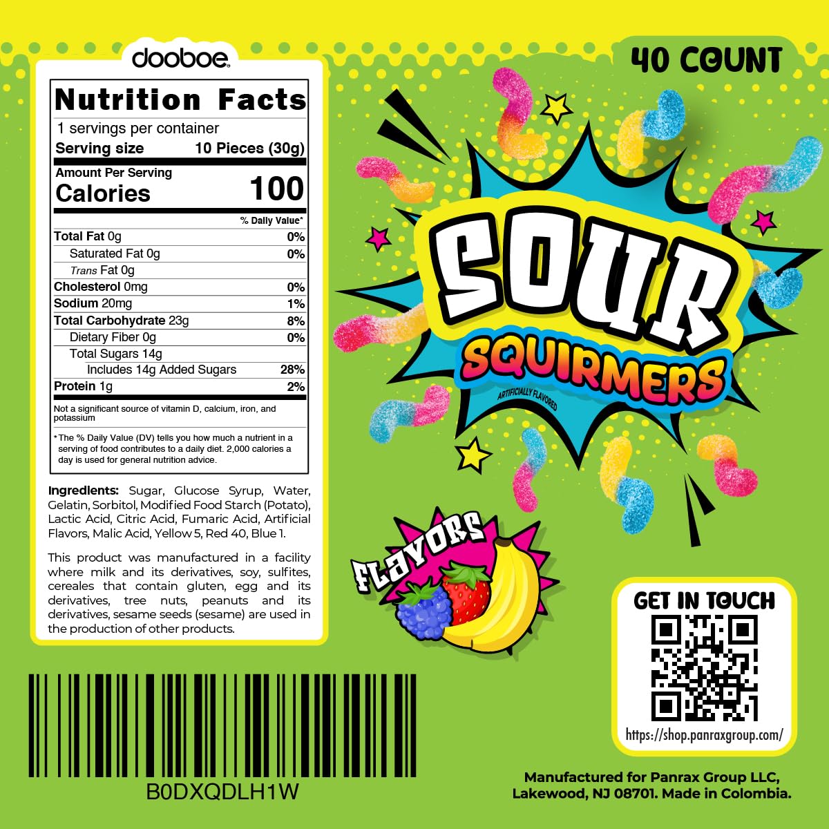 Sour Gummy Worms Bulk Pack - 40 Packs - Individually Wrapped Candy Bags for Kids Parties School and Travel | Assorted Flavors On-the-Go Snacks Lunchbox Favorites and Party Favors