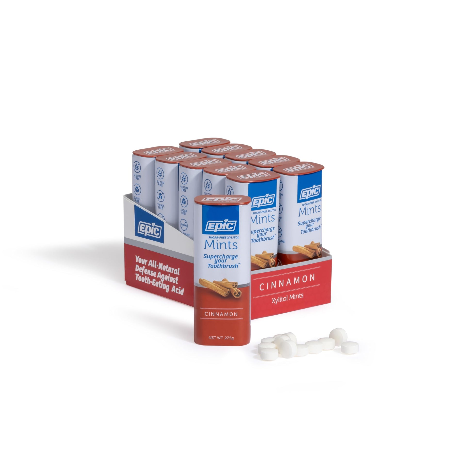 Epic Xylitol Mints - Sugar Free & Aspartame Free Mints Sweetened W/Xylitol For Dry Mouth & Gum Health (Cinnamon, 55-Piece Tin, 1