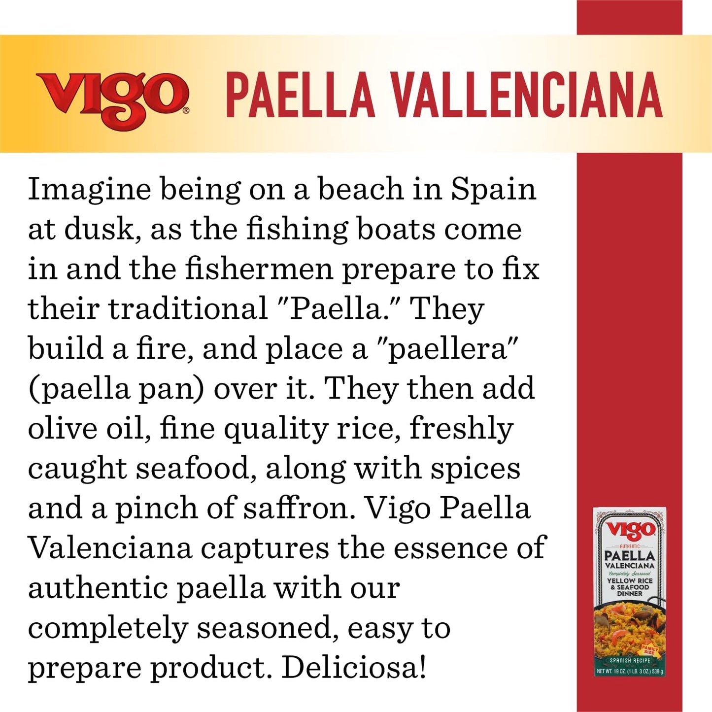 Vigo Authentic Paella Valenciana, Yellow Rice & Seafood Dinner, Spanish Recipe (Yellow Rice & Seafood Dinner, 19 Ounce (Pack of