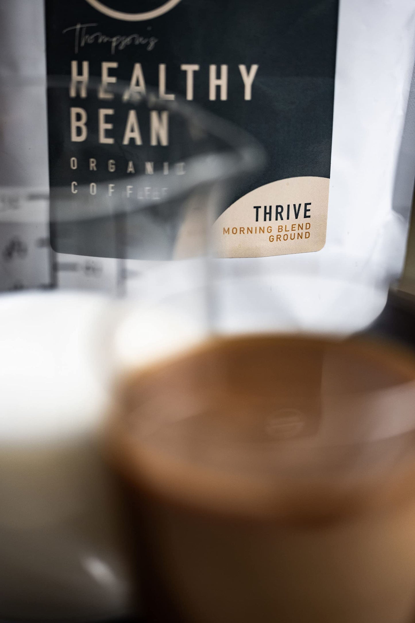 Healthy Bean Coffee Thrive Morning Blend - Organic Ground Coffee Medium Roast - Low Acid Coffee Grounds, Smooth, Rich Flavor, Cl