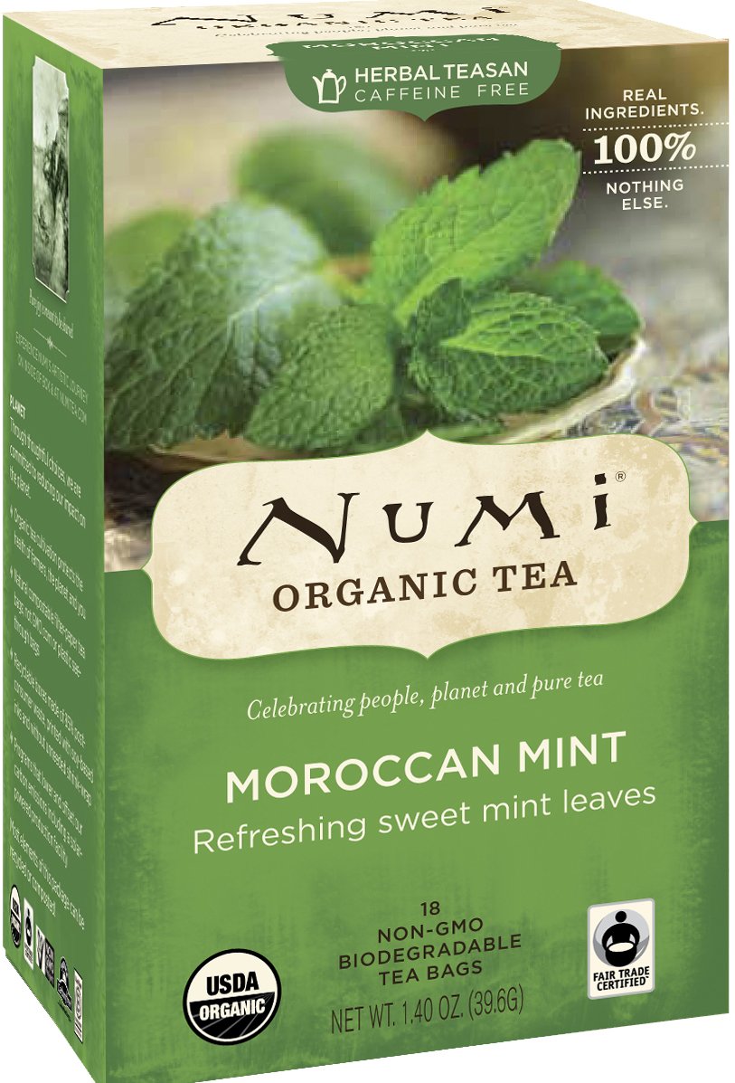 Numi Organic Tea Moroccan Mint - Full Leaf Herbal Teasan in Teabags, 18-Count Box (Pack of 6)
