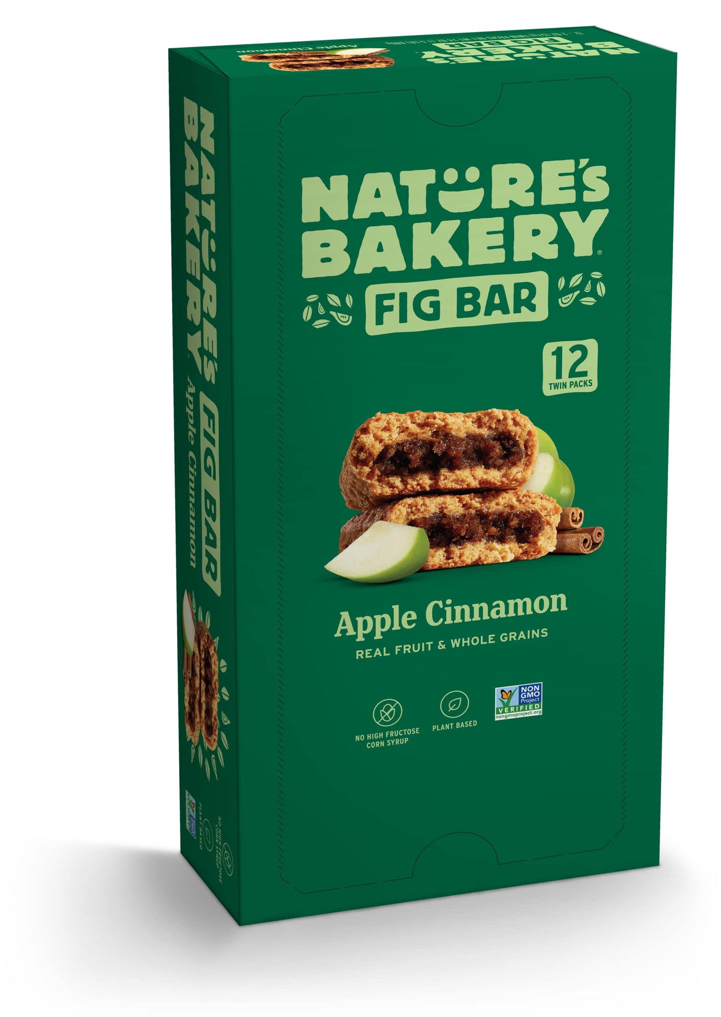 Nature'S Bakery Whole Wheat Fig Bars, Apple Cinnamon, Real Fruit, Vegan, Non-Gmo, Snack Bar, 1 Box With 12 Twin Packs (12 Twin P