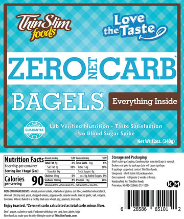 Thinslim Foods Keto Bagel, Keto Bread, Keto Pizza Crust Bundle | Everything-Inside Bagel 2Pack + Plain Bread 2Pack + 2 Pizza Cru