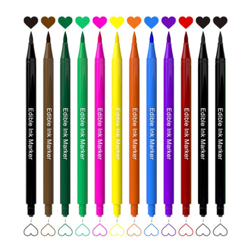 Jewem Edible Markers For Cookie Decorating, Upgrade 12Pcs Ultra Fine Tip(0.5Mm) Food Coloring Pens, Double Side Food Grade Pens For Decorating Fondant Cakes, Easter Eggs, Frosting, Macaron+ Kids Gifts