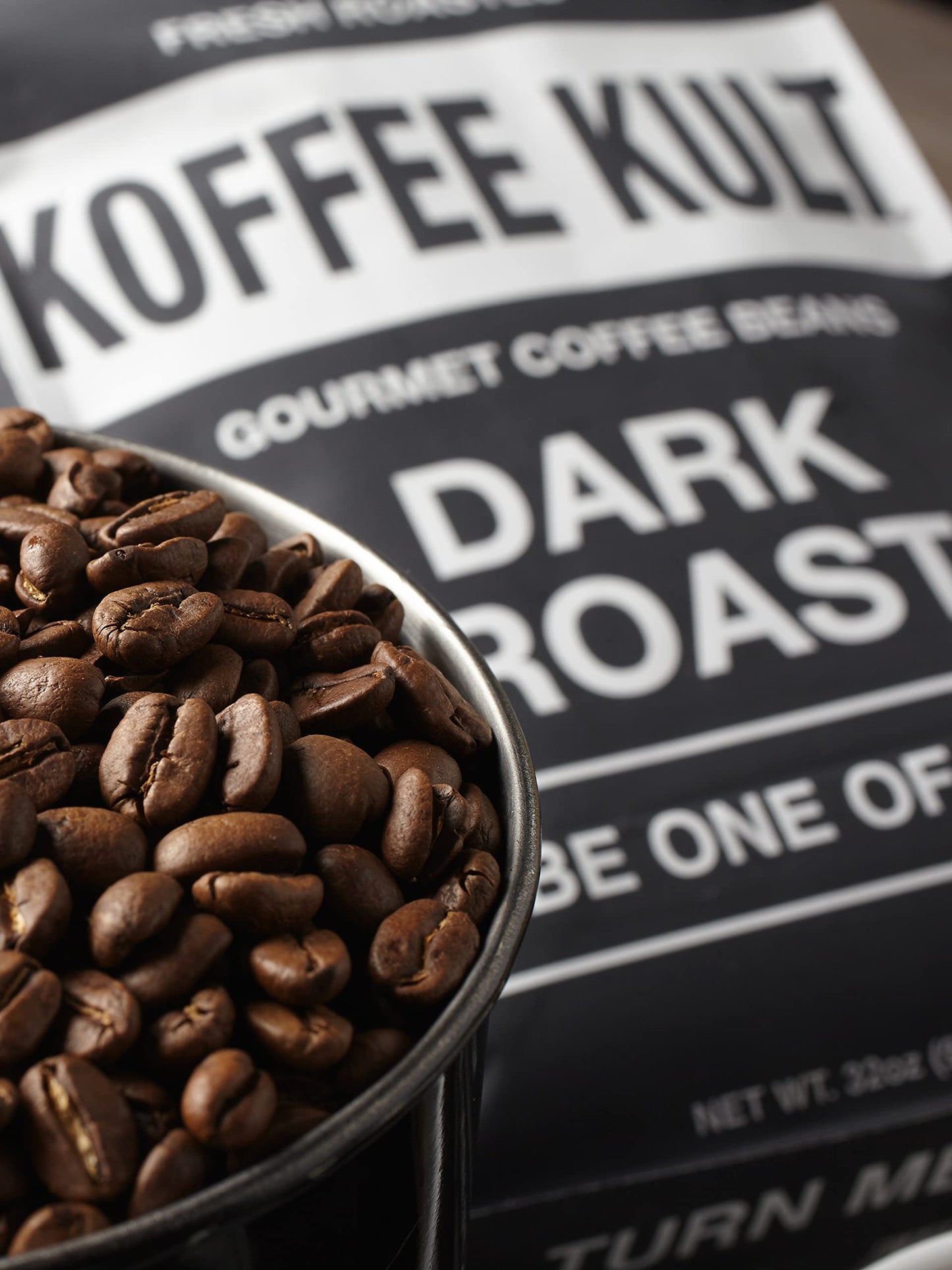 Koffee Kult Dark Roast Whole Bean Coffee - Small Batch Gourmet Aromatic Artisan Blend 100% Arabica Coffee Beans Organically Sour