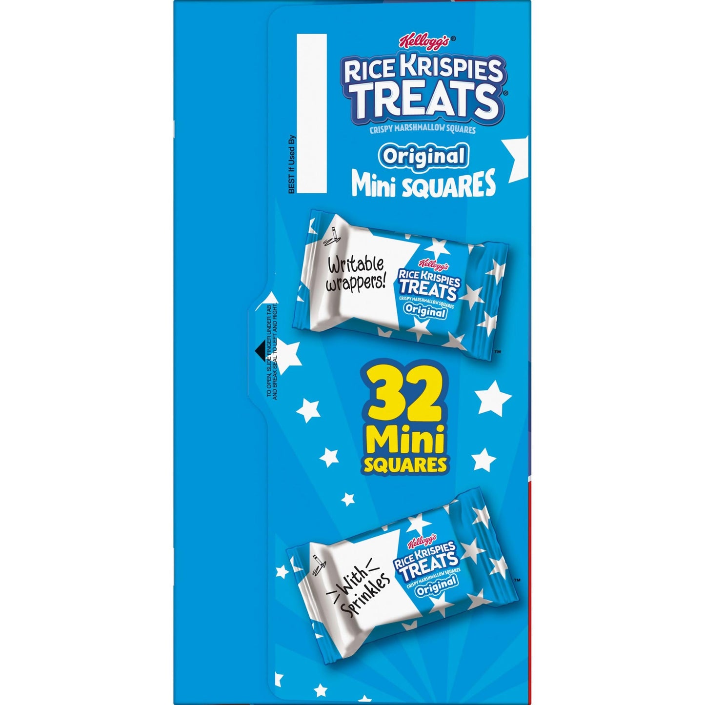Rice Krispies Treats Mini Crispy Marshmallow Squares, 4th of July Snacks, Original with Star-Spangled Sprinkles, 12.4oz Box (32