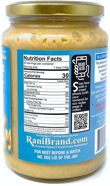 Asian Kitchen Ginger Cooking Paste 26.5Oz (750G) Glass Jar ~ Vegan | Gluten Free | Non-Gmo | No Colors | Indian Origin