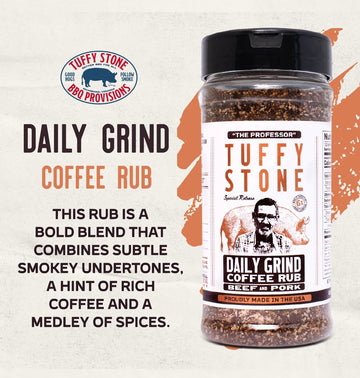 Tuffy Stone Coffee Rub - Bold BBQ Spice Blend for Meat - 9 oz Shaker