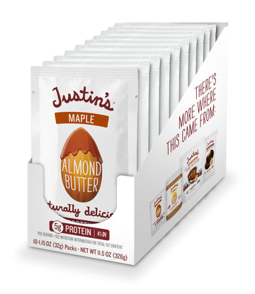 Justin'S Maple Almond Butter Squeeze Packs, Gluten-Free, Non-Gmo, Responsibly Sourced, 1.15 Ounce (10 Pack)
