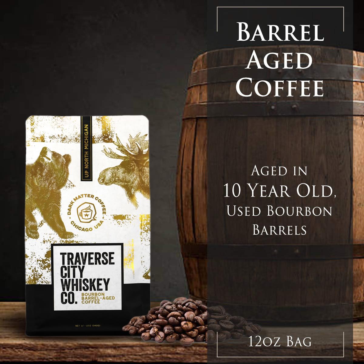 Traverse City spirit-inspired flavor Co. Barrel Aged Coffee, Stillhouse Blend, Medium Roast, 12oz
