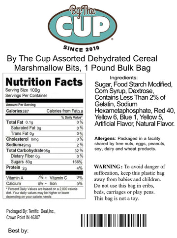 By The Cup Assorted Dehydrated Cereal Marshmallow Bits, 1 Pound Bulk Bag