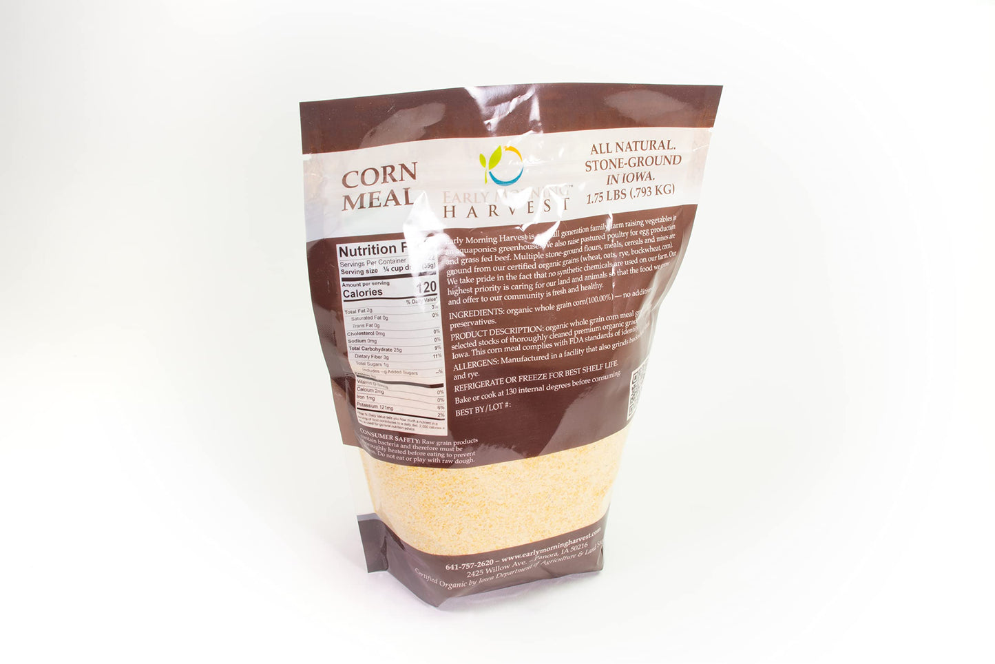 Early Morning Harvest Organic Corn Meal - Non-GMO Yellow Corn, Stone Ground, 64 Ounce (Pack of 1)