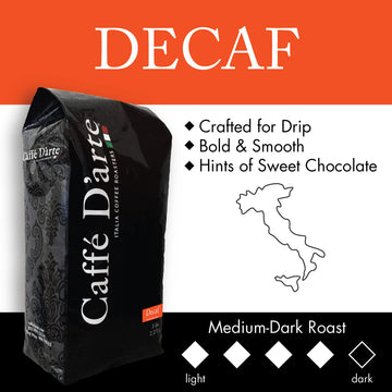 Caffe D 'Arte Decaf Whole Bean Espresso Coffee, 5 Pounds