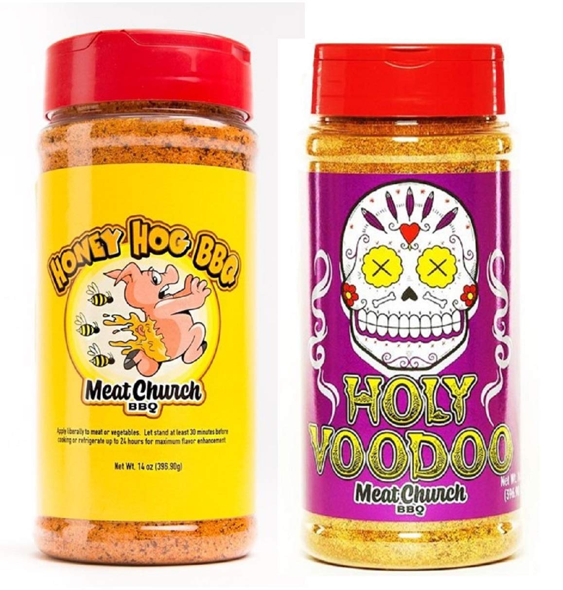 Meat Church BBQ Rub Combo - Honey Hog & Holy VooDoo - Gluten Free - 14 oz Each (Pack of 2)